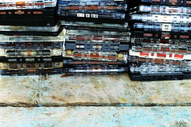 A split-screen image. On the left, a stack of old VHS tapes representing classic films. On the right, a glowing Netflix logo on a TV screen. The contrast highlights the shift from physical media to streaming services.