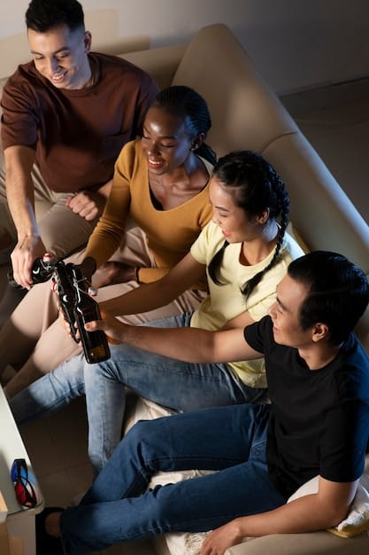 A group of diverse young filmmakers collaborating on set, using modern digital equipment. The image should focus on the collaborative and innovative spirit of independent Brazilian cinema.